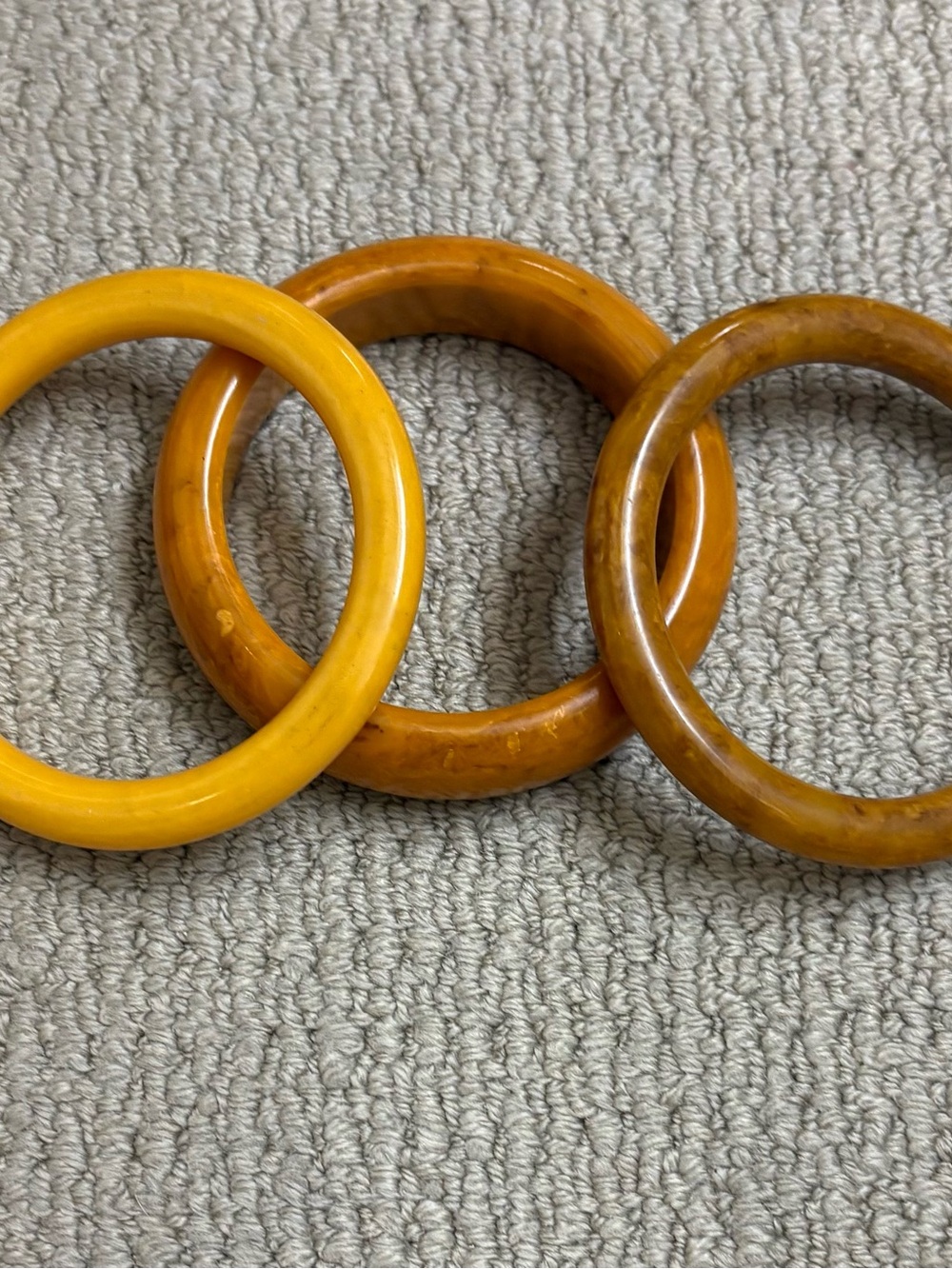 Set of Three Vintage Amber-Tone Bakelite Bangles